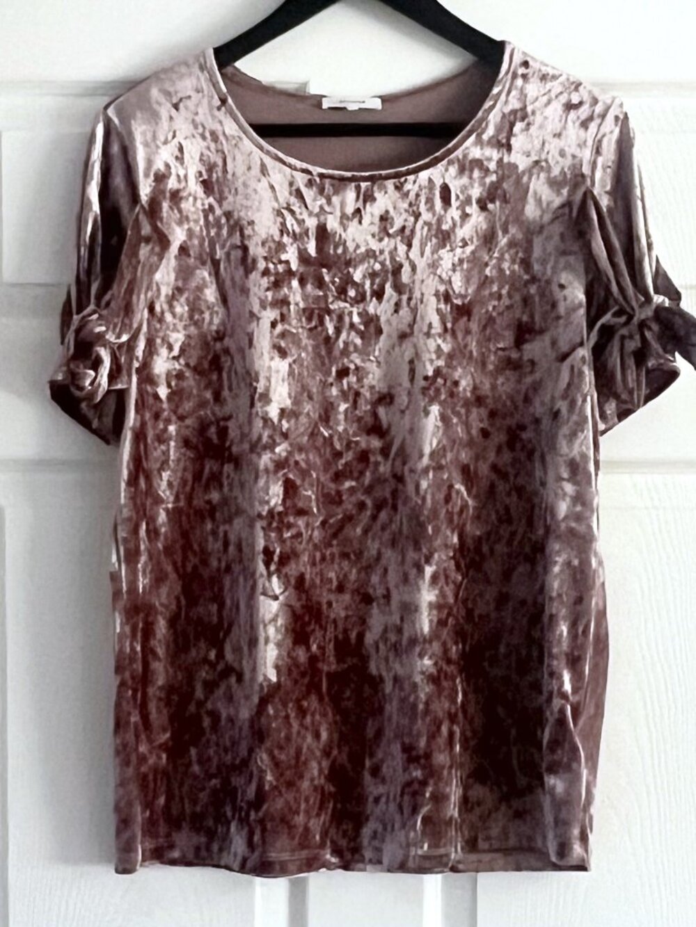 Pleione purple crushed velvet tie sleeve top size M
